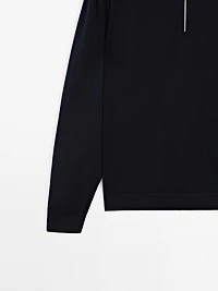 Pull polo en maille de laine mérinos