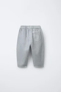 WASHED EFFECT TWILL BALLOON PANTS