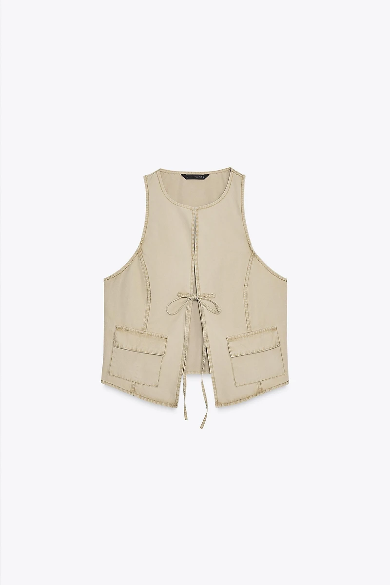TOP GILET EFFET DÉLAVÉ