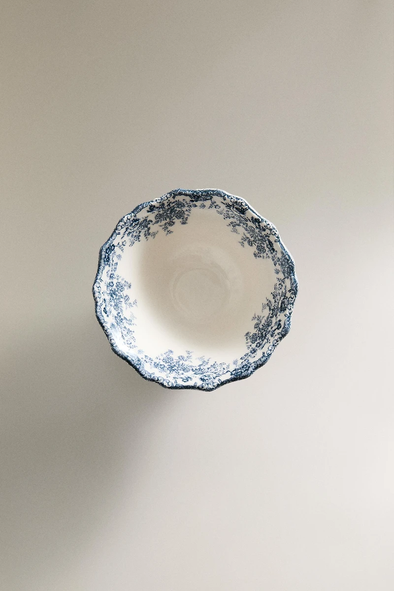 FLORAL EARTHENWARE SNACK BOWL
