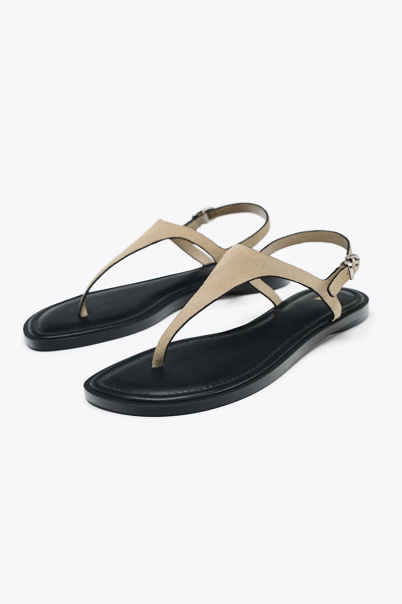 LEATHER BUCKLE STRAP SANDALS