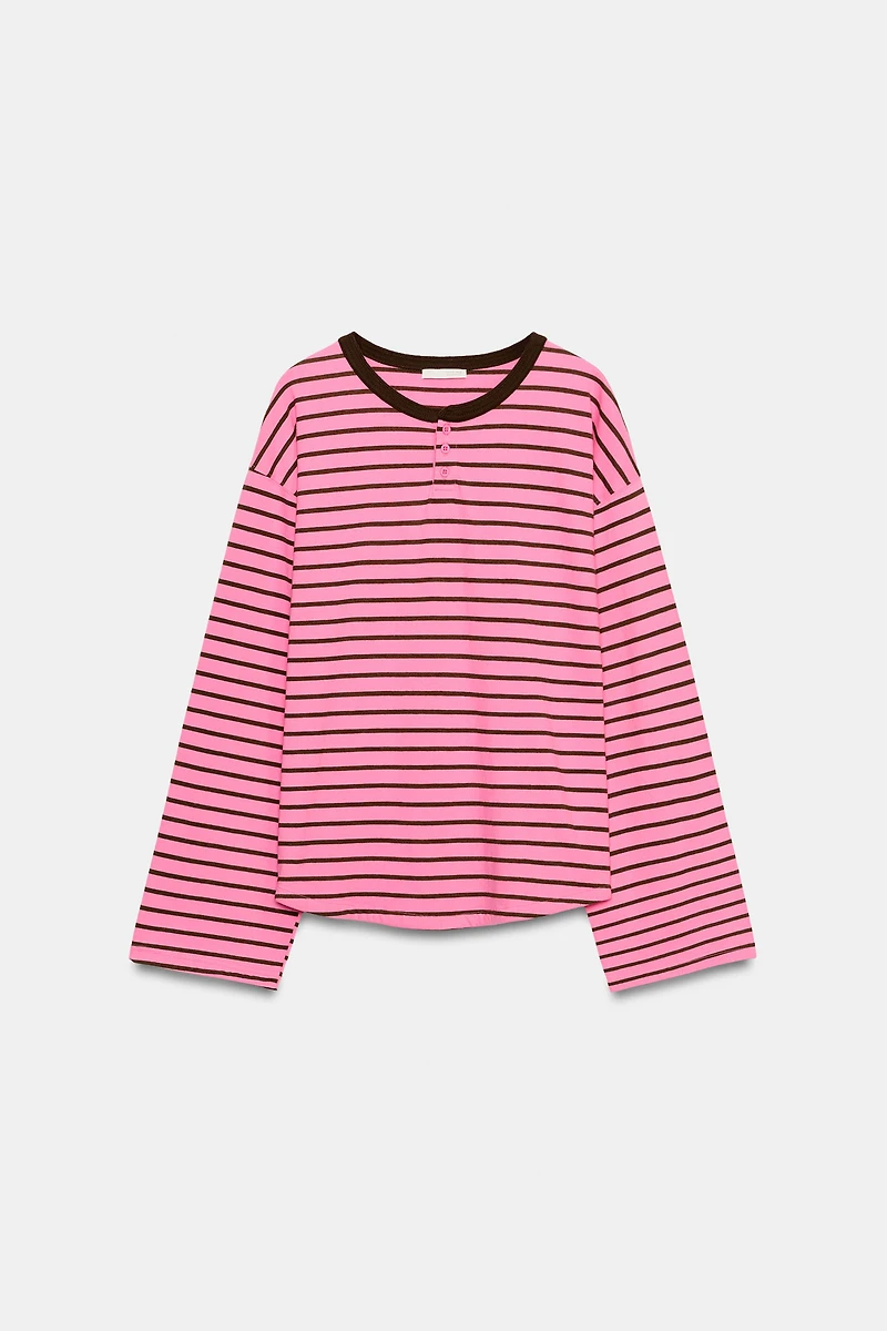 STRIPED HENLEY T-SHIRT
