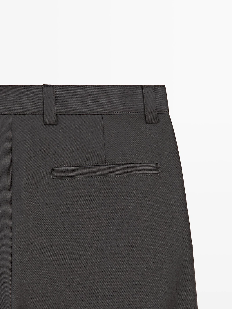Pantalon relaxed fit en laine mélangée