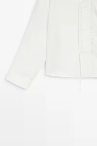 Flowing linen blend blouse with button detail