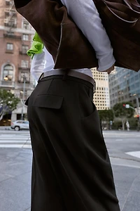 BELTED PLEATED PANTS