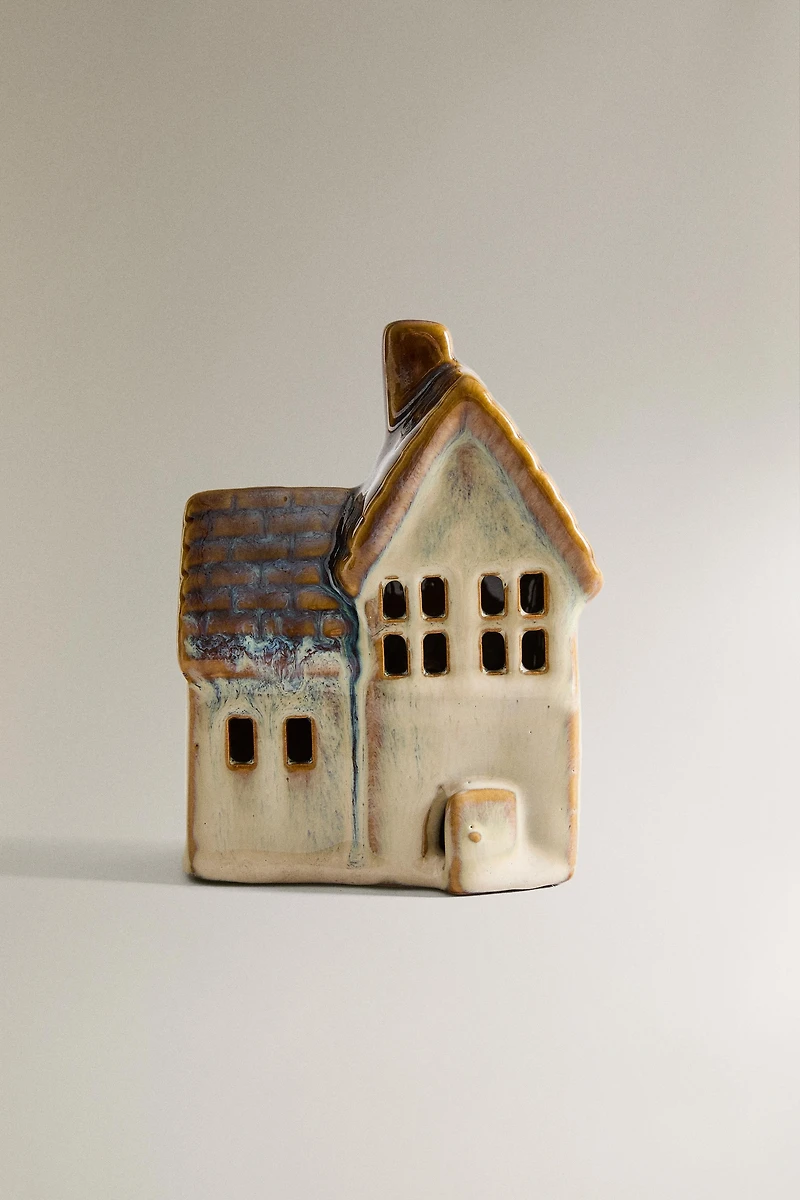 LIGHT-UP PORCELAIN HOUSE CHRISTMAS ORNAMENT