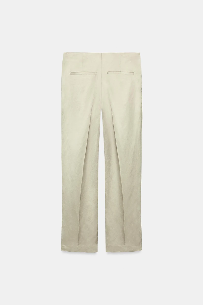 ZW COLLECTION LINEN BLEND STRAIGHT-LEG TROUSERS