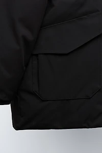 LONG FEATHER DOWN WATER REPELLENT PUFFER COAT WITH DETACHABLE FAUX FUR HOODIE