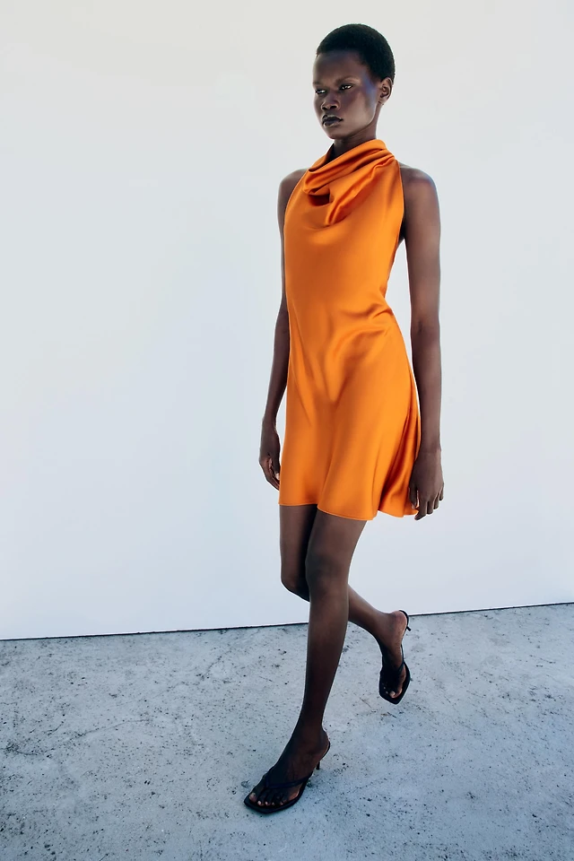 Zara ASYMMETRIC SATIN EFFECT MAXI DRESS at Mall of America® in Bloomington, MN