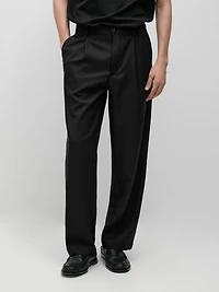 Relaxed fit darted cool wool blend trousers