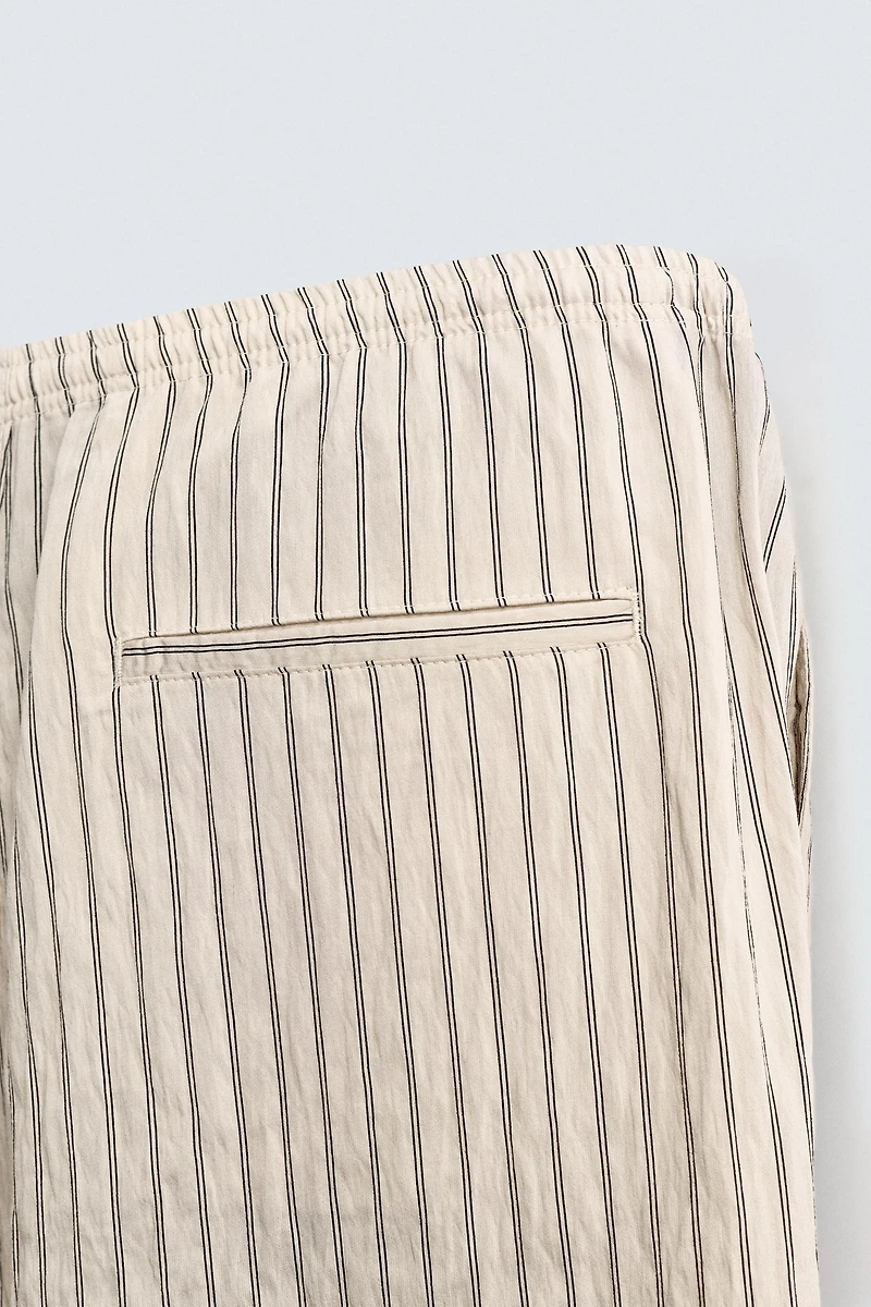 WRINKLED EFFECT STRIPED FLOWY PANTS