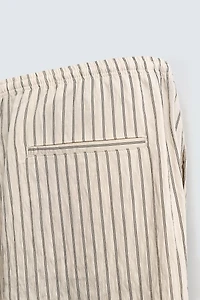 WRINKLED EFFECT STRIPED FLOWY PANTS