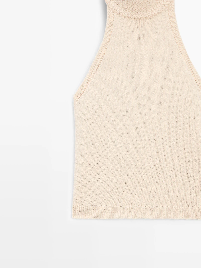 Textured knit halterneck top