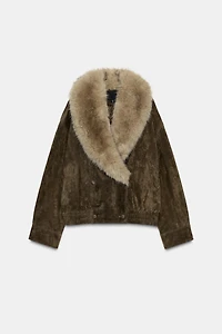 100% SUEDE LEATHER JACKET WITH FUR