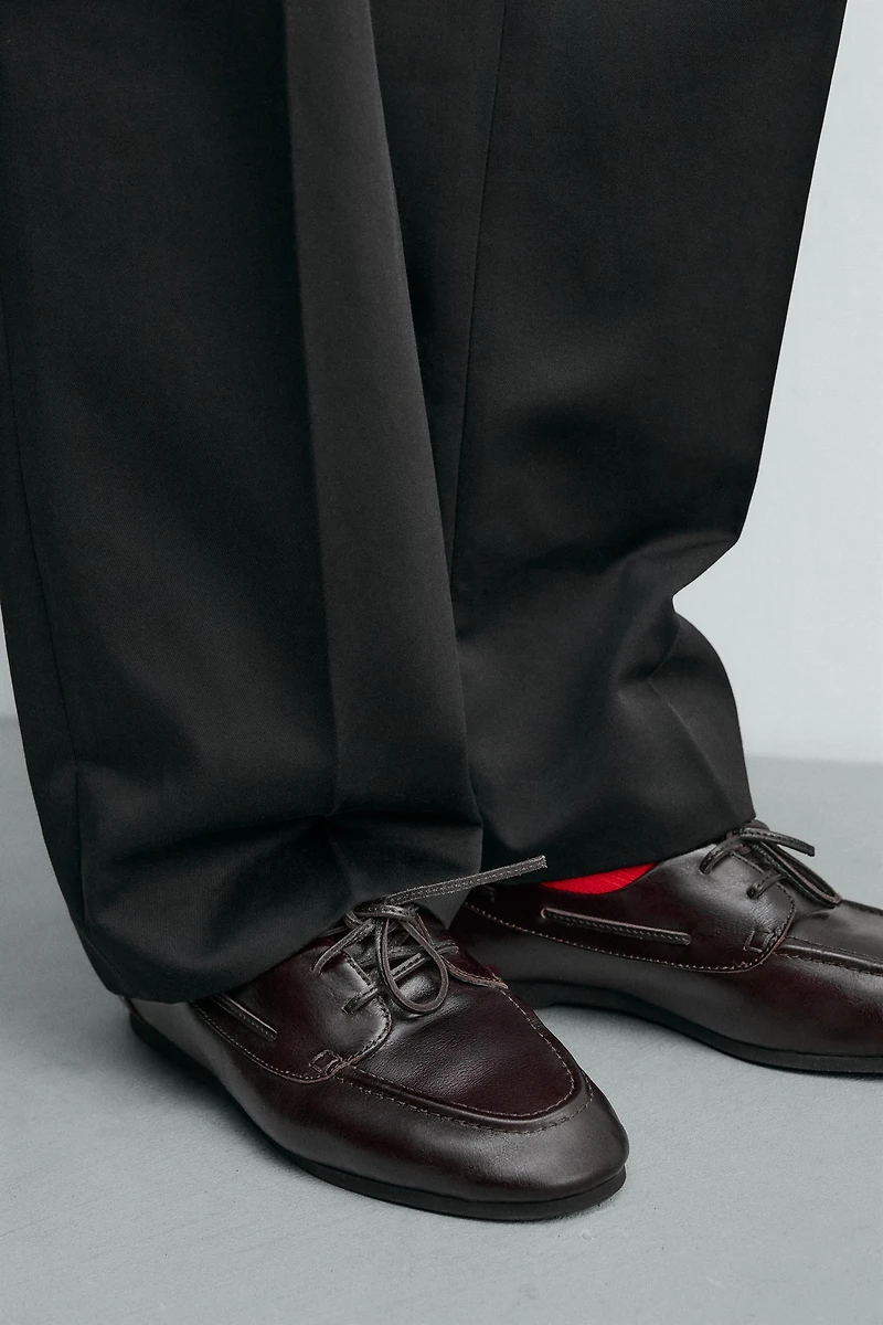 LEATHER BOAT SHOES WITH VIBRAM® SOLE AARON LEVINE X ZARA