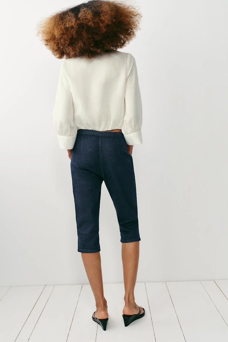 LINEN BALLOON SHIRT WITH FROG CLASPS