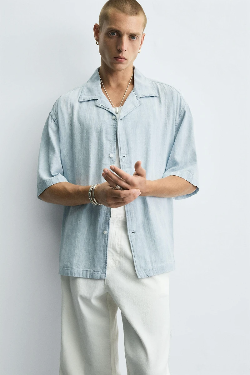 CHEMISE DÉLAVÉE JACQUARD RAYURES