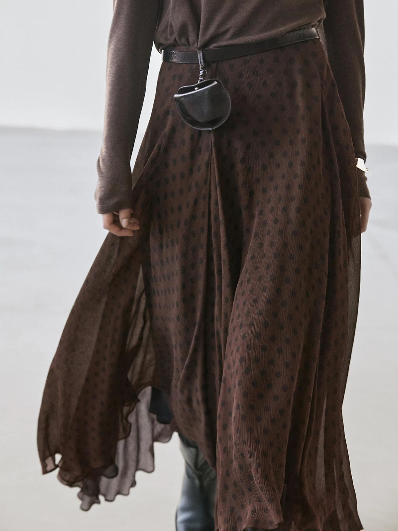 Jupe midi ample à pois