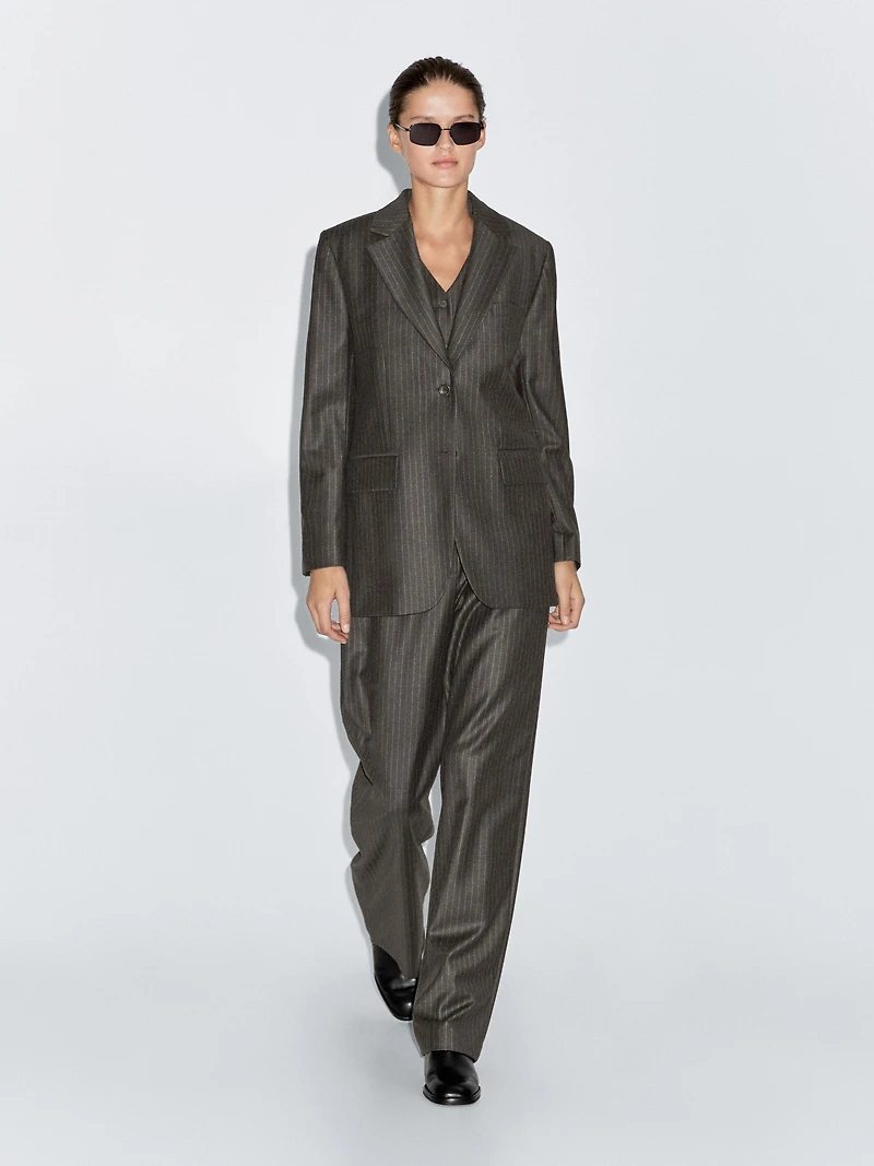 100% wool pinstripe blazer