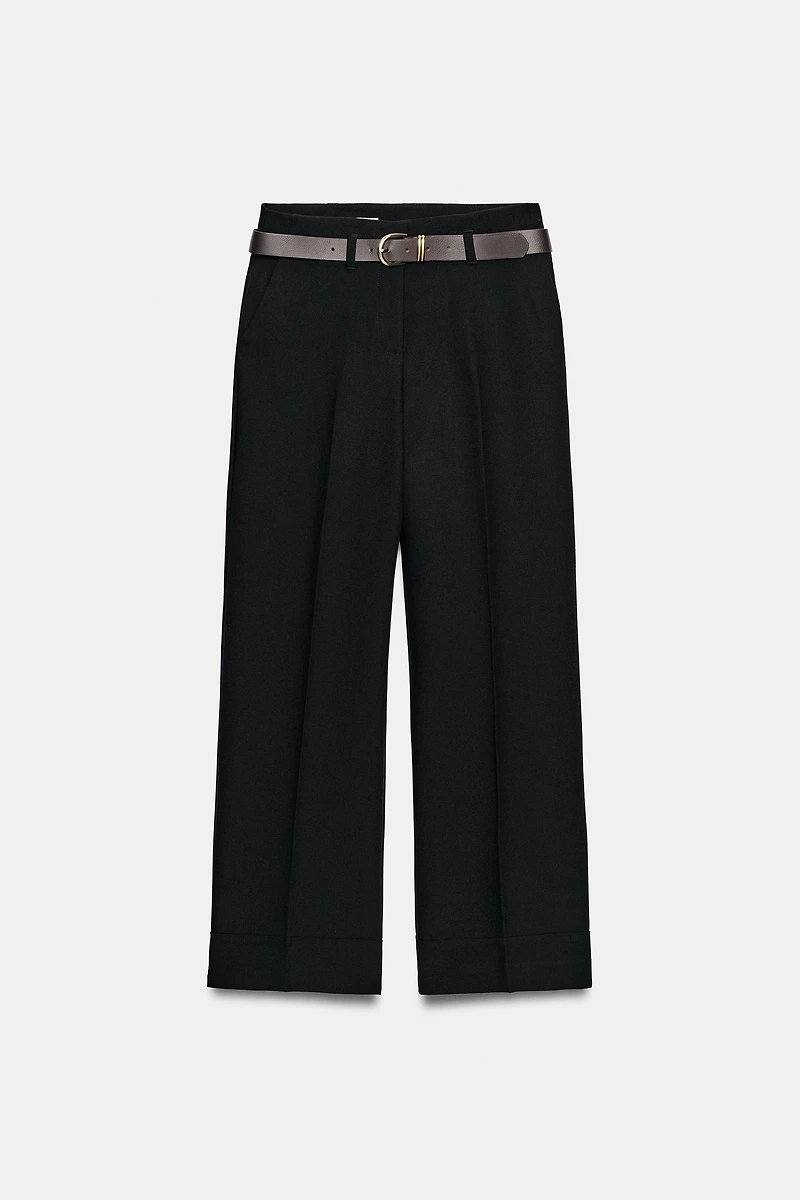CUFFED HEM BELTED PANTS