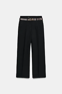 CUFFED HEM BELTED PANTS