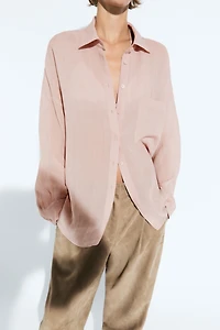 Flowing ramie pocket shirt