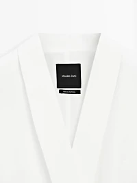 Linen blend waistcoat with tuxedo collar