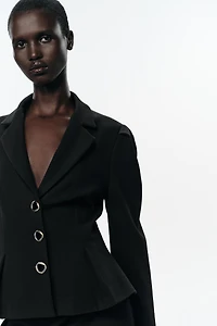 PUFF SLEEVE PEPLUM BLAZER