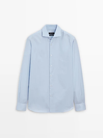 Chemise slim à micro-carreaux 100 % coton