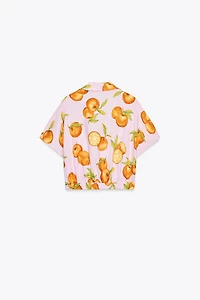 PRINTED CROPPED LINEN TOP