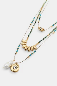 PACK OF 3 BEADED CHAIN NECKLACES