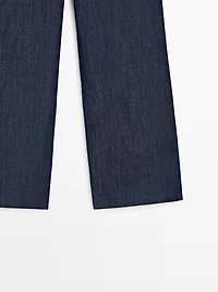 Pantalon wide leg en jean avec lin total look