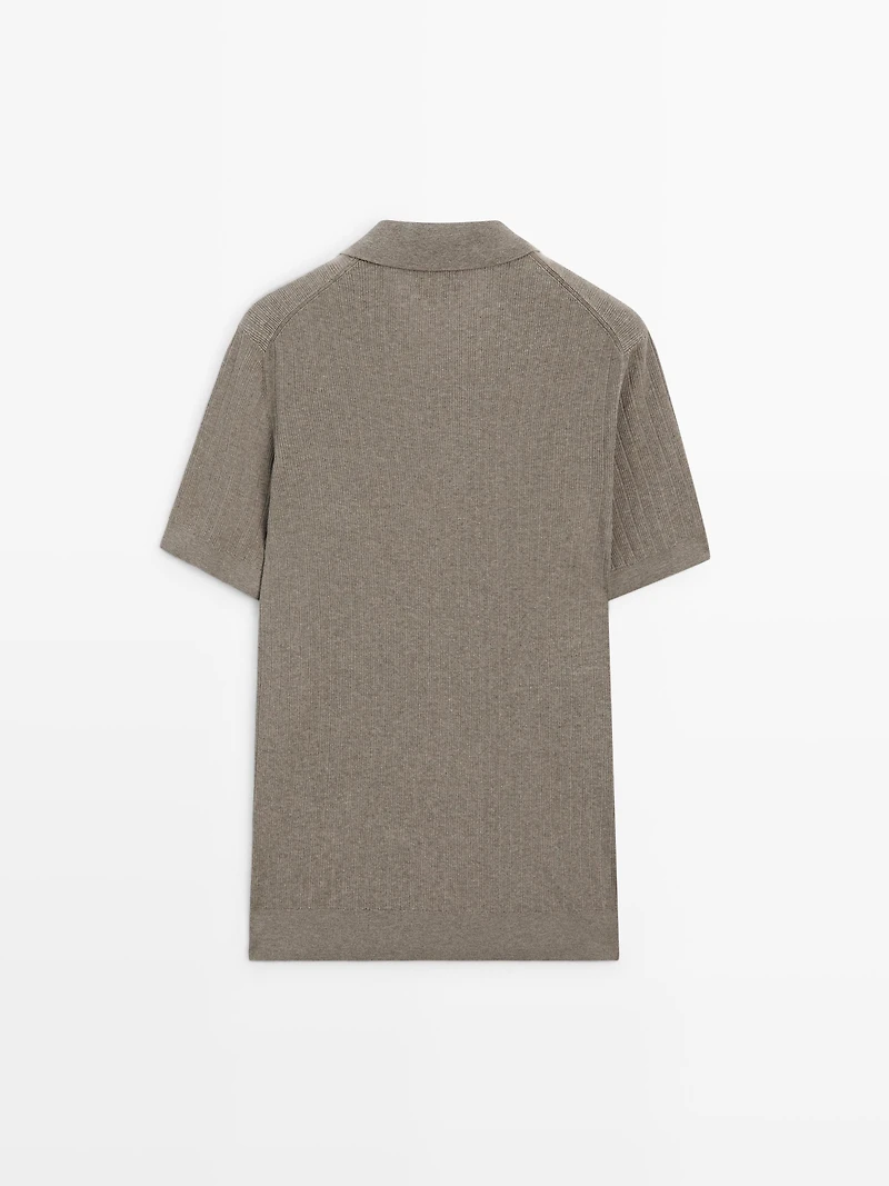 Polo en maille côtelée coton