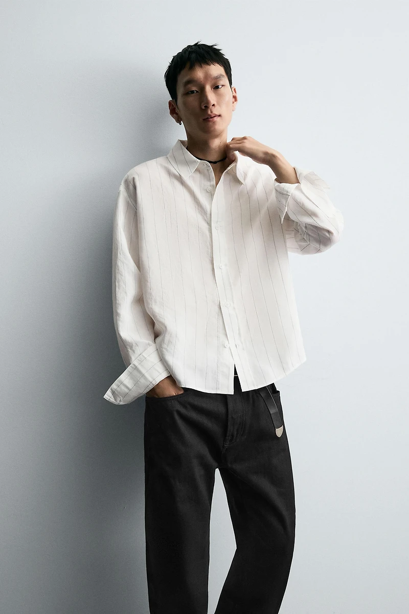 IRREGULAR STRIPE FLOWY SHIRT