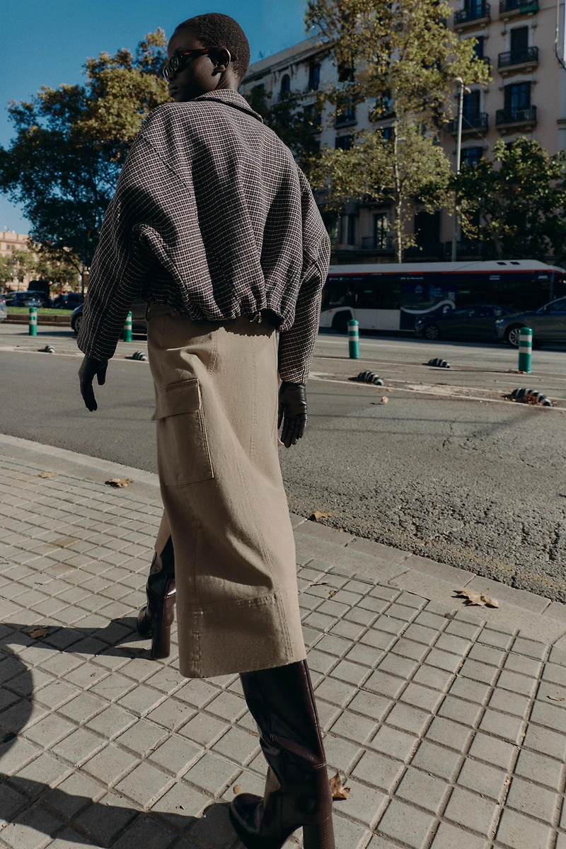 HOUNDSTOOTH PADDED BOMBER JACKET