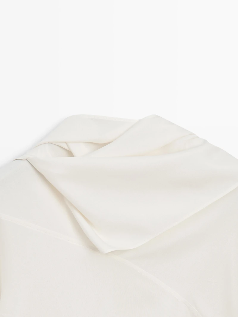 Silk blend blouse with tie detail - LIMITED