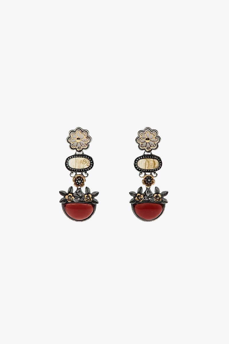 BOUCLES D'OREILLES FLEUR PIÈCES RÉSINE