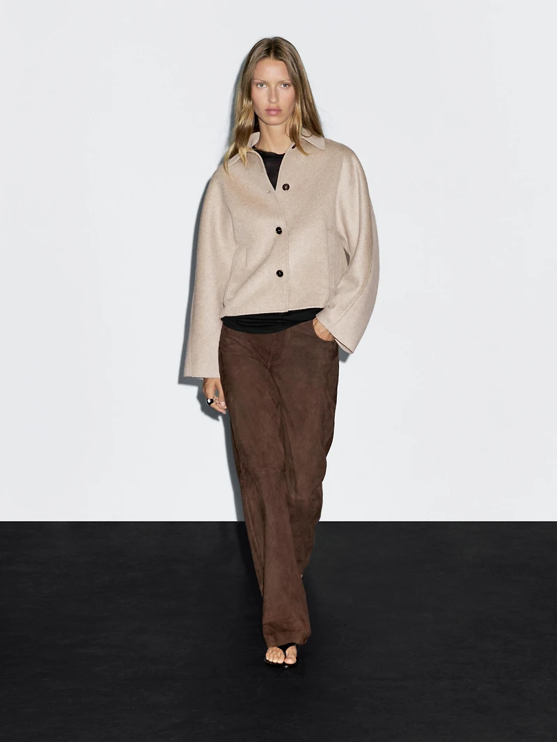 Cropped wool blend jacket