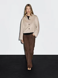 Cropped wool blend jacket