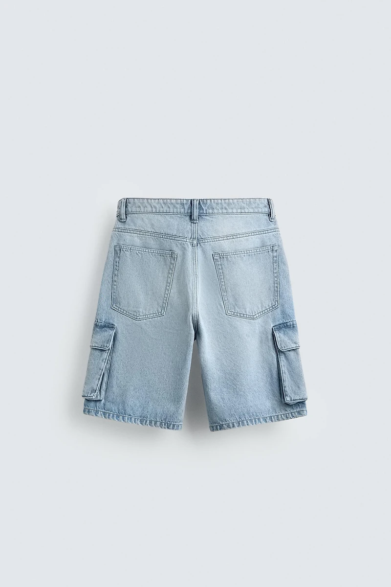 CARGO DENIM SHORTS