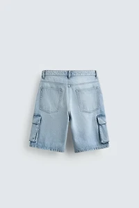 CARGO DENIM SHORTS