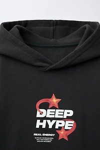 SWEAT À CAPUCHE EFFET DÉLAVÉ ÉTOILE