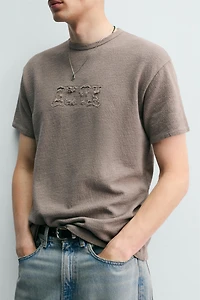 WASHED KNIT PATCH T-SHIRT