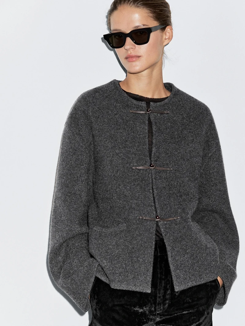 Knit cardigan with button detail