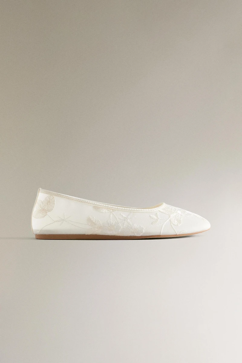 EMBROIDERED ORGANZA BALLET FLATS