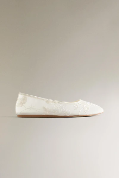 EMBROIDERED ORGANZA BALLET FLATS