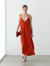 Long flowing dress with double fabric