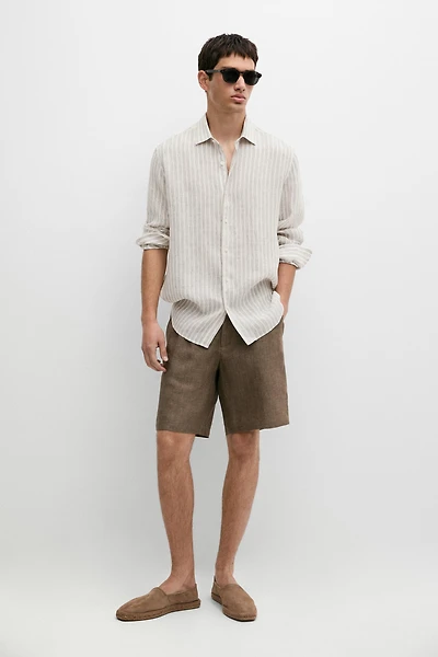 Chemise à rayures 100 % lin regular fit
