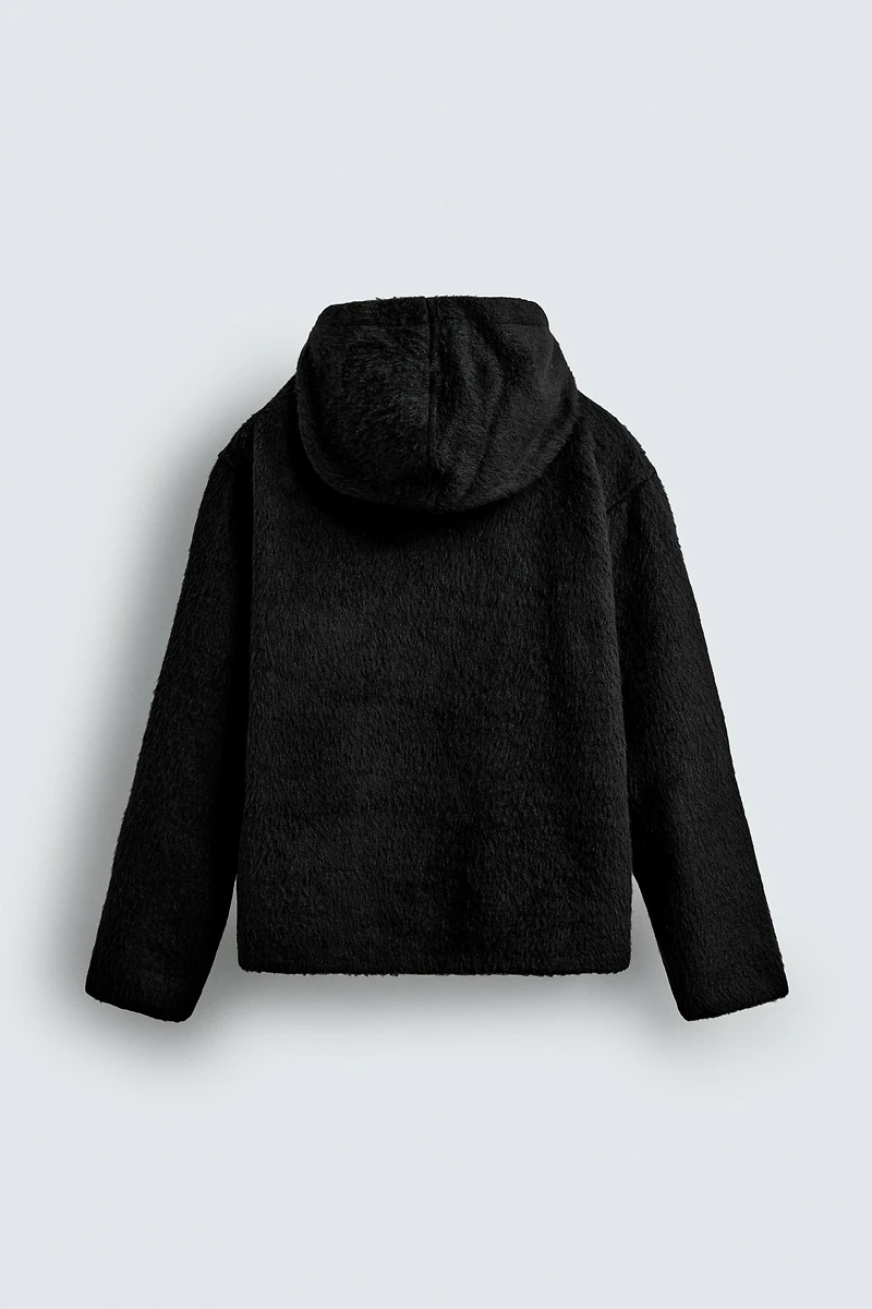 FAUX FUR HOODED OVERSHIRT