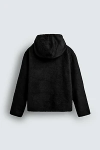 FAUX FUR HOODED OVERSHIRT